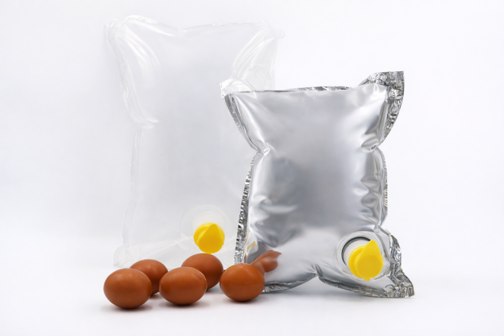 Bag in box packaging for liquid eggs